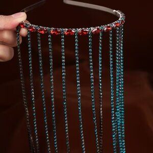 Elegant Rhinestone Headband with Tassels - Sparkling Black Hair Accessory